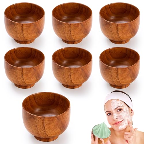 6 Pcs Esthetician Bowls for Facial Face Mask Bowls Esthetician Supplies for Women Mask Apply DIY Skincare Products Home Salon(3.54 Inch,Wooden)