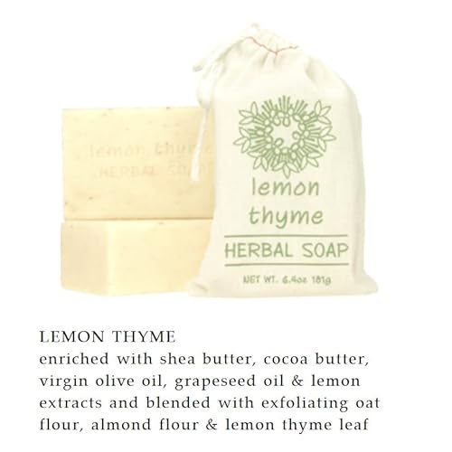 Greenwich Bay Trading Co. Herbal Bar Soap Set, 6 Scents, 6.4 Oz Each - Lemon Thyme, Lavender Sage, Vanilla Bourbon, Tobacco Flower, Honey Chamomile, Rose Petals