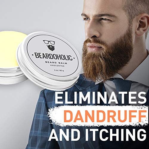 Beardoholic Beard Balm, Comb and Scissors Set ? 100% All Natural, 100% Pearwood, Japanese Stainless Steel ? Anti-Static, Eliminates Tangles and Ingrown Hairs, Itch and Dandruff ? Style Beard With Ease