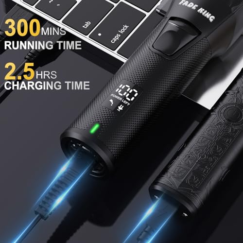 FADEKING¢ç Professional Hair Clippers for Men - Cordless Beard Trimmer for Men, LCD Display Hair Clippers and Trimmer Set for Barber Haircut & Mens Grooming with Travel Case(Black)