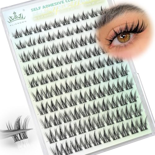 Self Adhesive Eyelashes Manga Lash Clusters 10MM-16MM No Glue Needed Eyelash Clusters Wispy Self Adhesive Lash Extensions Spiky Pre Glued Eyelash Extensions 100Pcs