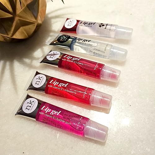 The Make-Up Artist Project 5 Pack Variety Bundle of Lip Gels With Viatmin E - Clear, Rosehip, Strawberry, Cherry, and Bubble Gum Hydrating Lip Glosses