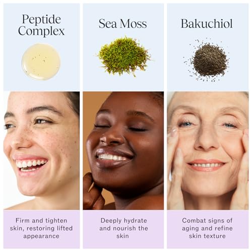 LilyAna Naturals Bakuchiol Face Lift Cream with Sea Moss and Peptide Complex - Face Cream for Women - Moisturizing and Lifting Facial Cream - Anti-Aging Overnight Moisturizer - Made in the USA - 1 oz