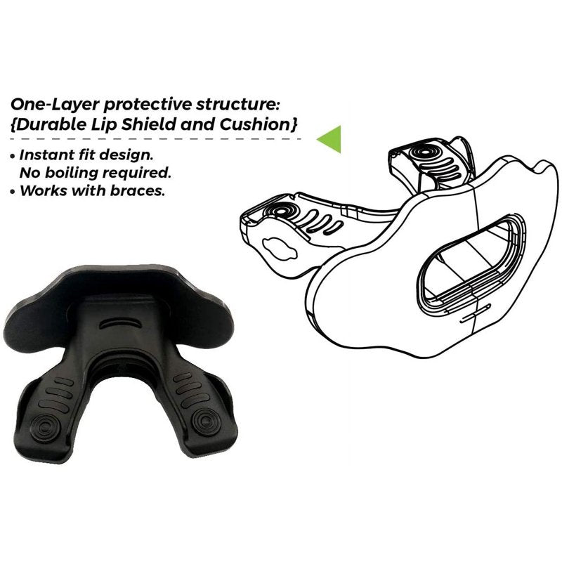 Adult Sport Mouth Guard with Convertible Strap - Impact Protection, Fits Ages 8+