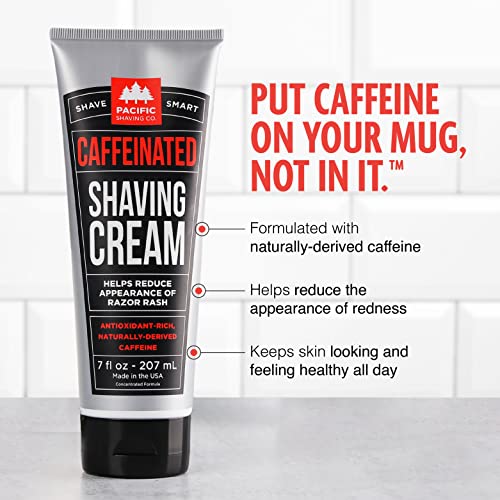 Pacific Shaving Company Caffeinated Shaving Cream & Aftershave Set - Shave Kit for Men - Antioxidant + Caffeine Enriched Shave Cream + Aftershave Lotion (7 Oz, 2x Each)