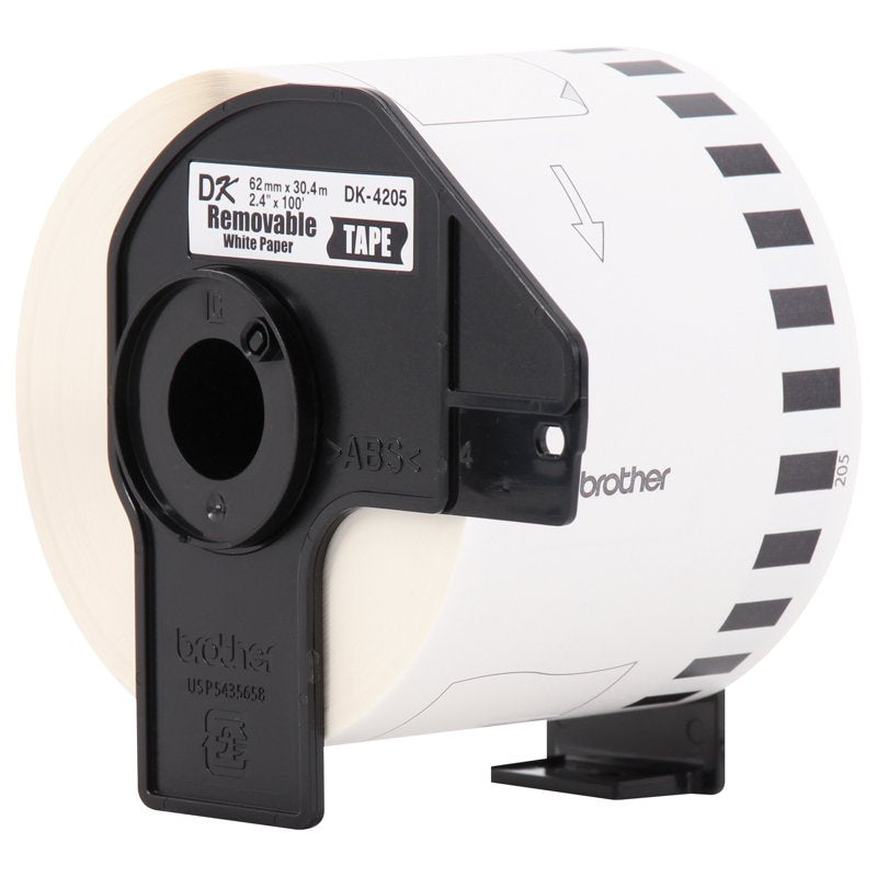 Removable White Paper Label Tape for Brother QL Printers - 2.4 in x 100 ft