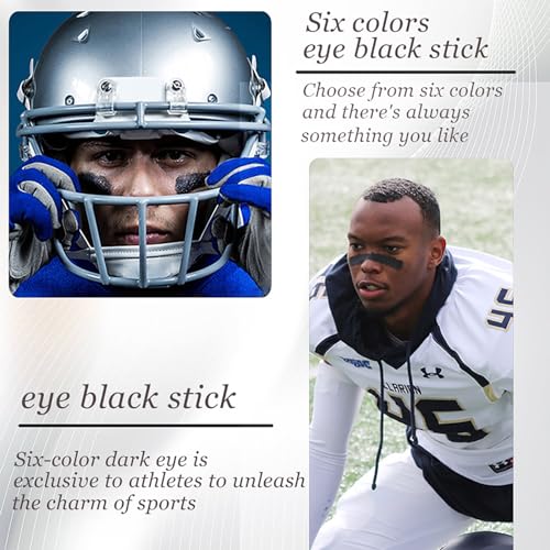 Eye Black Stick for Sports, 6Pcs Face Paint Stick, Eyeblack Stick for Football Baseball, for Sports/Clown Makeup/Halloween/Costume Parties Accessories, Pink/Black/White/Green/Red/Blue