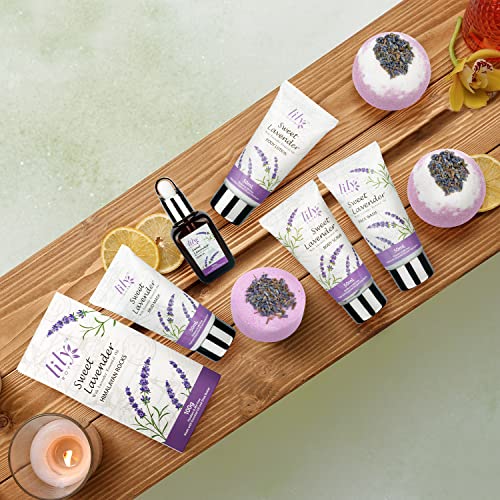 Mothers Day Gifts for Women - 18Piece Bath and Body Basket for Women Lavender Spa Gift Basket Set Bath Collection | Christmas, Birthday, Valentines Day Gift for Her, Perfect Spa Present for Mom