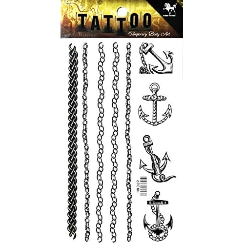 PARITA Tattoos Temporary Anchor Marine Sailor Naval Captain Ship Boat Chain Tattoo Fake Stickers Cartoon Tattoo Art Fashion Fantasy Fun Party Waterproof Removable for Kids Teens Adults (1 Sheet.) (11)