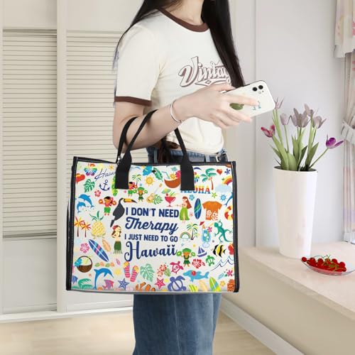 WZMPA Hawaii Vacation Travel Bag - Hawaiian Gifts I Don't Need Therapy I Just Need To Go Makeup Zipper Pouch Bag Trip Merchandise