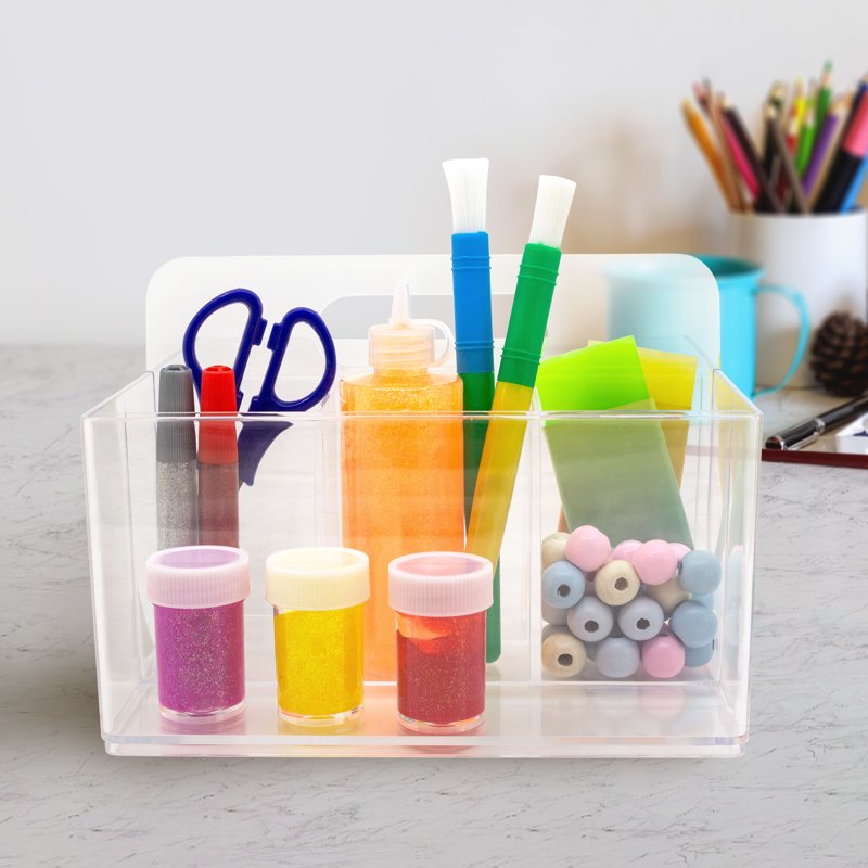 Clear Portable Storage Caddy Organizer for Arts, Crafts & School Supplies