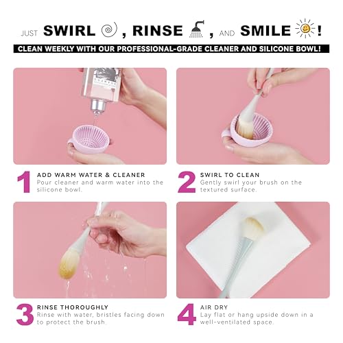 Makeup Brush Cleaner with Silicone Mat, Tea Tree Oil, Shampoo for Sponges & Puffs, Deep Cleaning, Antibacterial, Conditions Bristles, Gentle, Vegan & Cruelty-Free, 6.76 fl.oz