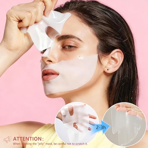 5PCS Bio-Collagen Face Mask, Bio-collagen Real Deep Mask, Collagen Mask Overnight, Hydrating Hydrogel Masks, Anti Aging, Firming, Elasticity Improvement, for All Skin Types, 1.19 Fl Oz