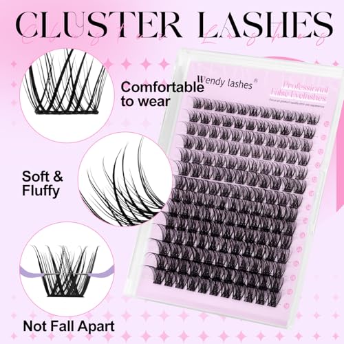 Lashes Clusters Nature DIY Eyelash Extension Black 10-18mm Cluster Eyelash Extensions Individual Lashes Wispy Light Soft Eyelash Extensions Suitable for Beginners