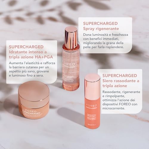 FOREO SUPERCHARGED Triple-Action Firming Serum - Conductive Gel - Hyaluronic Acid & Squalane - Intensely Hydrating Serum for Face - Vegan & Cruelty-free - All Skin Types - 1 fl. Oz