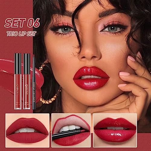 MAEPEOR All In One Lip Kit - 3 In 1 Smooth Lipliner, Lipgloss & Velvet Matte Liquid Lipstick Set with Hydrating Moisturizing Gloss and Creamy Liner - Kit 11, Hot Chocolate
