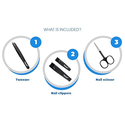 Pursonic | Salon Quality Manicure Tool Kit for Manicures & Pedicures, Includes Nail Clippers, Tweezers & Nail Scissors - Durable Stainless Steel Material with Anti-Slip Design for High Performance and