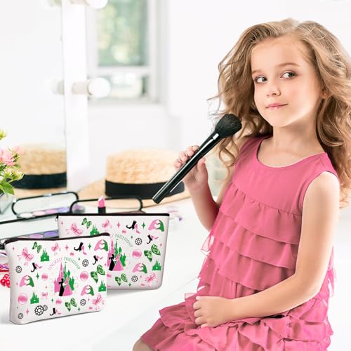 12 Pack Musical Witch Pink and Green Gifts Bulk Easter Mother's Day Party Favors Princess Makeup Cosmetic Bags 3D Friendship Pouch Women Zipper Travel Organizer for Birthday Evil Fan Lover