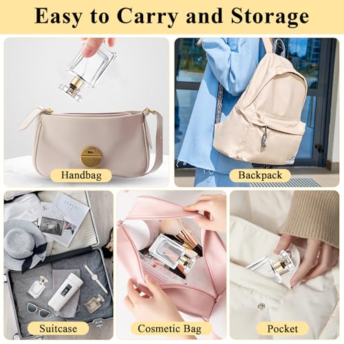 12 Pack Refillable Glass Perfume Bottles - Premium Square Gold Atomizer Spray Bottles, Leak-Proof Portable Empty Perfume Containers for Travel, Purse, Gym & Home Office Use