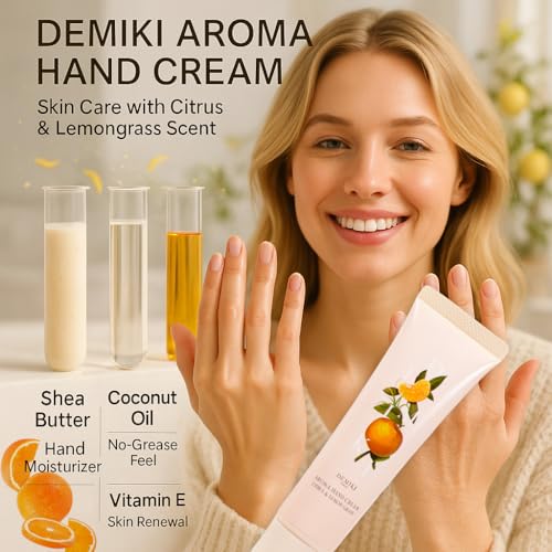 DEMIKI Shea Butter Hand Cream for Dry Cracked Hands, Birthday Gifts for Women,Bridesmaid Gifts,Nurse Gifts,Teacher Appreciation Gifts,Japanese Fragrance Hand Lotion Moisturizer Travel Size1.7fl.ozx4