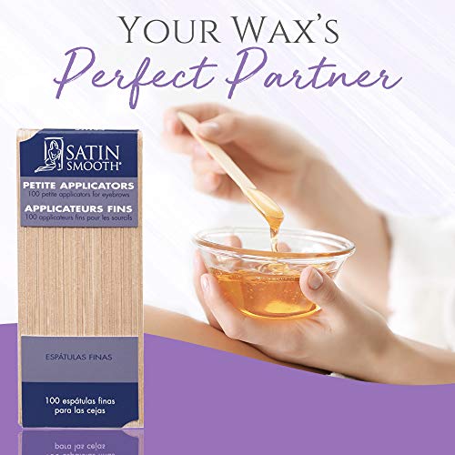 Satin Smooth Petite Wax Sticks for Hair Removal, Wax Applicator Sticks, Wooden Waxing Stick Spatulas for Eyebrow & Facial Hair Waxing 100 Ct, 2 Pack
