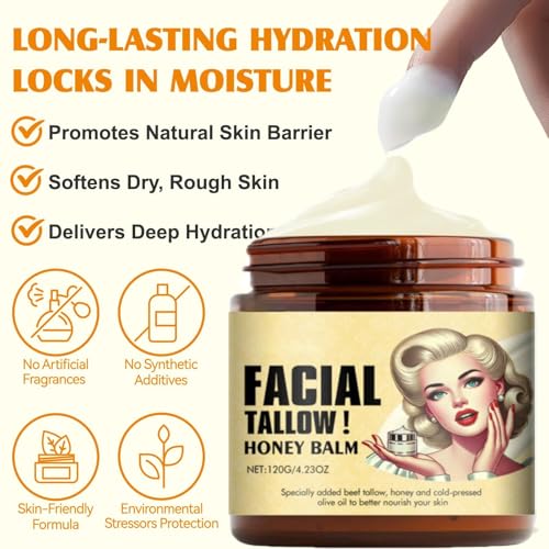 Cebo de Res para La Cara Original, Sebo de Res para La Cara, Crema de Cebo de Res para La Cara, Hidrataci?n y Alimentaci?n Profunda, Absorbente R?pido, Face Moisturizer Cream, 4.23oz/120g