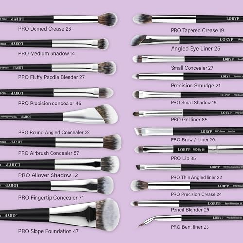 LORYP Professional Makeup Brushes Set 32Pcs Matte Black Cosmetic Brush Kit for All Face & Eye of Soft Vegan Synthetic Hair for Artists & Enthusiasts