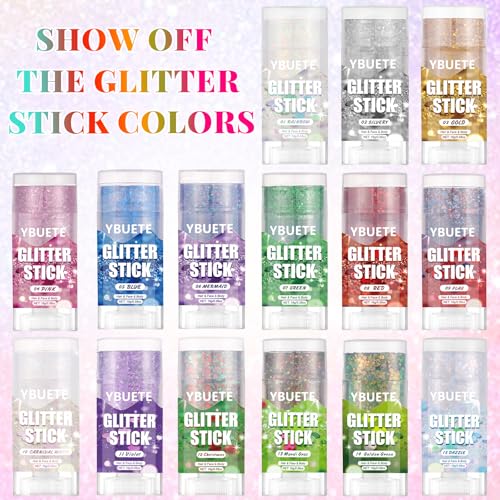 Rainbow Face and Body Glitter Stick for Sparkling Makeup, Hair Glitter Accessories for Women, Highlighting Stick for Fairy Dust Makeup, Cheerful Face Glitter for Festive Parties and Carnivals