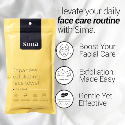 Sima - Bundle - Exfoliating Body Towel White + Japanese Exfoliating Face Towel with Hexagon Fibers, Body Scrubber with 2 Sides for Scrubbing & Washing