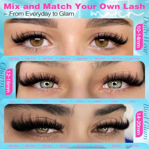 Fluffy Lash Clusters with Spikes Eyelash Clusters Manga Lashes Clusters Wispy Volume Cluster Eyelash Extensions D Curl Individual Lashes 10-20mm DIY Salon-Quality Lash Extension at Home by Yawamica