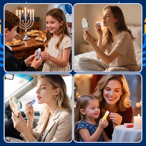 48 Pcs Hanukkah Gifts Include Lip Balm Thank You Tag Organza Bag for Women Birthday Hanukkah Gifts