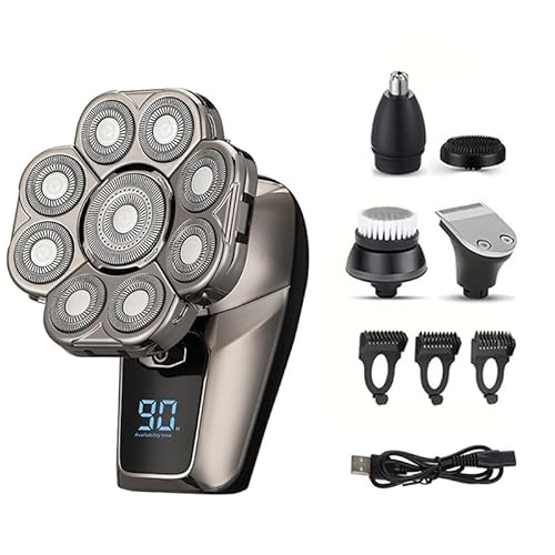 I-clean 9D Head Shavers for Bald Men, 6-in-1 Electric Razor, Waterproof Wet/Dry, Cordless Rechargeable, LED Display