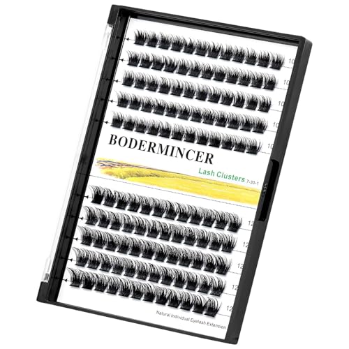 Bodermincer 120 Clusters 10mm+12mm/12mm+14mm Mixed Lash Cluster False Eyelash Individual Cluster EyeLashes Grafting Fake False Eyelashes Eyelash Extension (M01-Black-12mm)