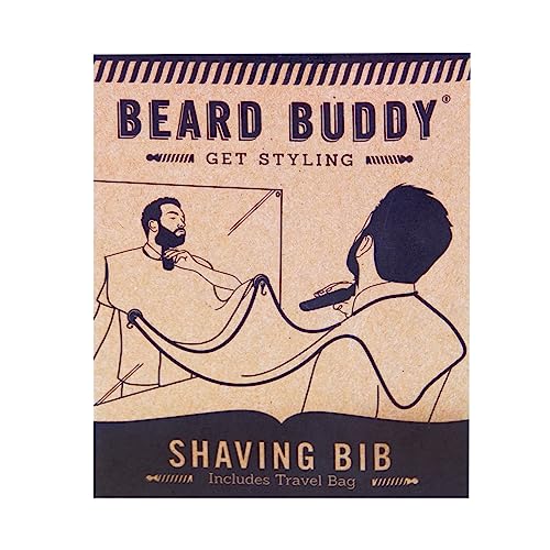 Beard Buddy Shaving Bib. Includes Suckers with Locking Hooks and Adjustable Fastening Strips. Beard Grooming. Travel Bag Included.