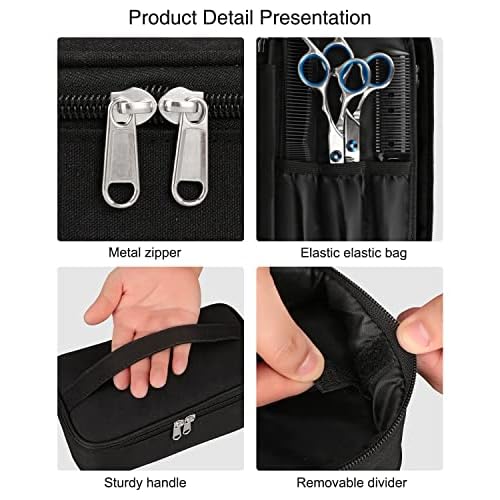 Barber Tool Bag, Hair Clipper Bag Hair Cutting Scissors Storage Bag Shaving Kits Haircut Accessories Organizer Bag Gift for Women (Black)