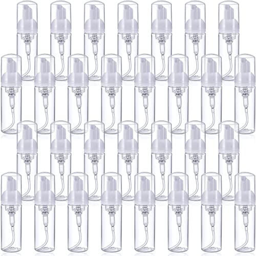 50 Pcs Foam Pump Bottle 50 ml/ 1.7 oz Mini Empty Bottle with Pump Clear Spray Plastic Foam Bottles Empty Foam Pump Bottle Mini Foaming Dispensers for Shampoo Cleaning Lash Cosmetics Packaging