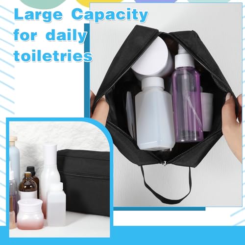 SHENLIU 16 Pcs Men's Toiletry Travel Bag, 8.7 x 6.1 x 2.56 inches Large Water Resistant Shaving Bag Hanging Cosmetic Bags with Divider Handle Foldable Makeup Travel Pouch Toiletry Organizer