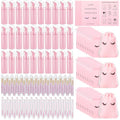 Zhehao 150 Pcs Lash Shampoo Kit Bottle Brushes Bulk 30 Eyelash Dispensers 30 Lash Shampoo Brushes 30 Reusable Aftercare Bag 30 Eyelash Pipes 30 Extension Aftercare Cards(Pink)