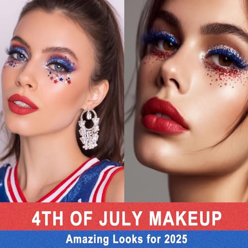 Body Glitter Stick,Sparkling Face Hair Glitter Makeup for Women,Waterproof Hair Glitter,Singer Concert Festival Rave Halloween Accessories,Mermaid Sequins Face Paint Gel Kit (Red Blue Silver)