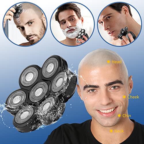 Electric Shaver Replacement Head Upgraded 7D Mens Electric Shaving Head Freedom Bald Shavers Blades Wet & Dry Electric Razor Floating Replacement Heads Close Head Shavers Replacement Blades (Gray)