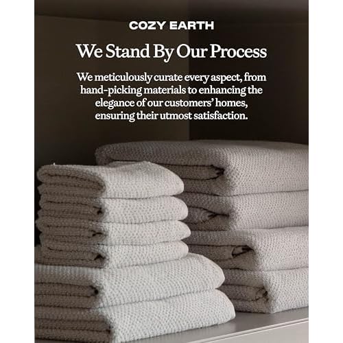Cozy Earth Nantucket 60% Cotton 40% Viscose from Bamboo Washcloth - 600 GSM Plush & Fast-Drying with Rice Weave Pattern - 4 Pack 20" x 20" Luxury Washcloth - Sand