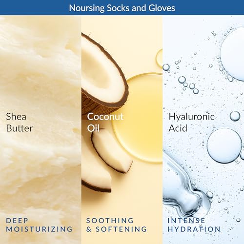Epielle Intensive Repairing Hand & Foot Masks, Restore and Moisturize Dry, Cracked Skin, Self Care Gifts for Women, Spa Kit, Stocking Stuffers, 6 Moisturizing Gloves & 6 Moisturizing Socks