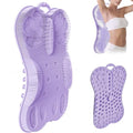 Shower Back Scrubber Wall Mounted for Women XXL | Silicone Bath Body Brush Massage Scratcher Mat with Back Support Anti-slip Suction Cups | Exfoliating Skin Care Luxury Bathtub Cushion Pad Purple