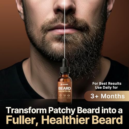 Beard Growth Oil 30ml for Men - 100% Natural Formula with Vitamin E & Jojoba Oil for Mustache Growth Oil, Promotes Thicker Fuller Beard & Reduces Itch, Valentines Day Gifts for Him Boyfriend Husband
