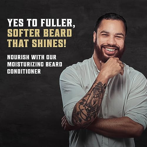 Viking Revolution Spiced Vanilla Beard Balm for Men (2oz) and Beard Wash, Conditioner for Men (17oz each) - Beard Softener, Moisturizer With Argan, Jojoba Oil