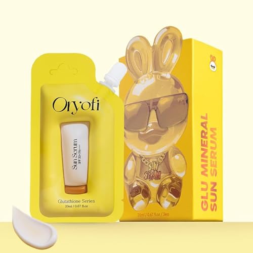 Glu Mineral Day Serum, Zinc Oxide Calming and Brightening Face Serum, 0.67oz, Korean Skincare with Glutathione for Sensitive Skin, Makeup Base Primer