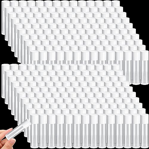 Nuanchu 500 Pcs 0.19 oz/ 5.5 ml Empty Lip Balm Tubes Round PVC Lip Gloss Tubes with Caps Lightweight Clear Balm Containers Refillable for Homemade DIY