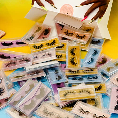 Wholesale Mixed Lashes Pack 3D Faux Mink Eyelashes 5 Style 50 Pairs Fluffy Volume Natural Charming Look Medium Length Eyelashes Cotton Band Handmade Reusable Soft False Eyelashes (5 styles-50 pairs)