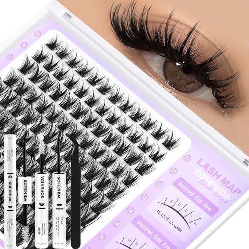 Lash Clusters Kit Wispy Lash Clusters Cluster Eyelash Extensions 10-18mm Lash Extension Kit Eyelash Cluster Eyelash Extensions Waterproof DIY Individual Lashes Clusters with Soft Thin Band