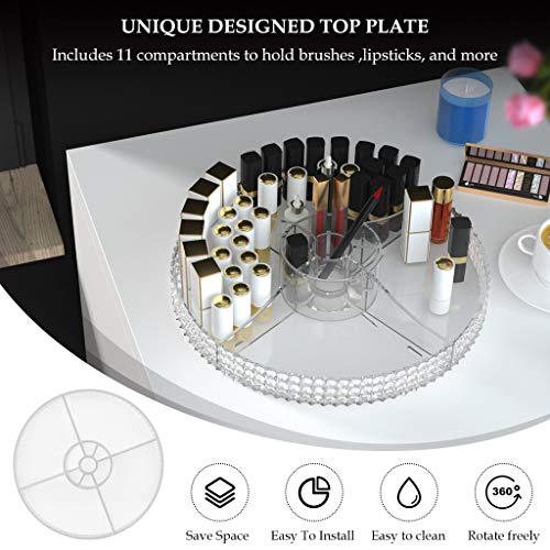 360 Degree Rotating Makeup Organizer, Extra Large Capacity Perfume Organizer, Removable DIY 7 Layers Make up Organizer for vanity, Cosmetic Display Case Organizador De Maquillaje (Clear)